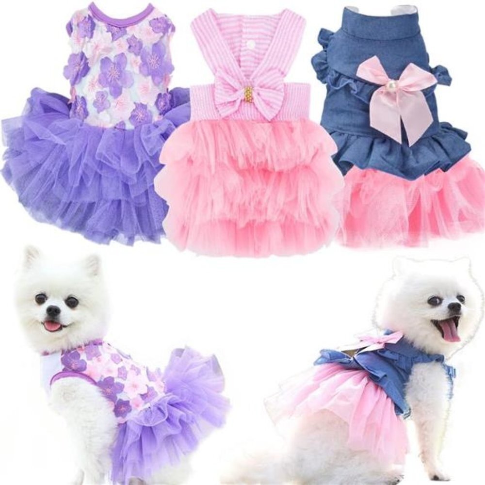Puppy Clothes XS 3 Pack Summer Dresses Small Dogs